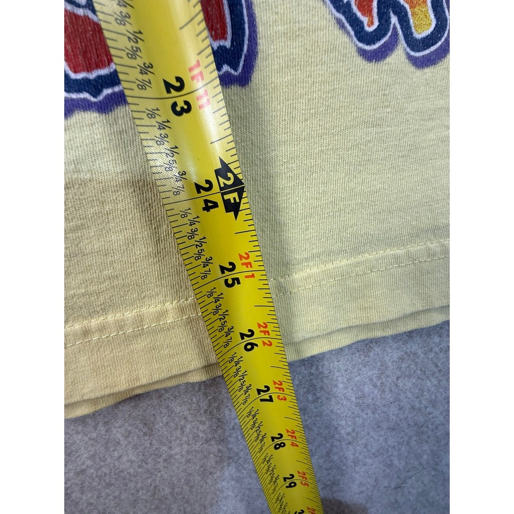 Vintage 2001 Looney Tunes Taz Tasmanian Devil Yellow V-Neck Graphic Tee T2103 - Picture 8 of 9
